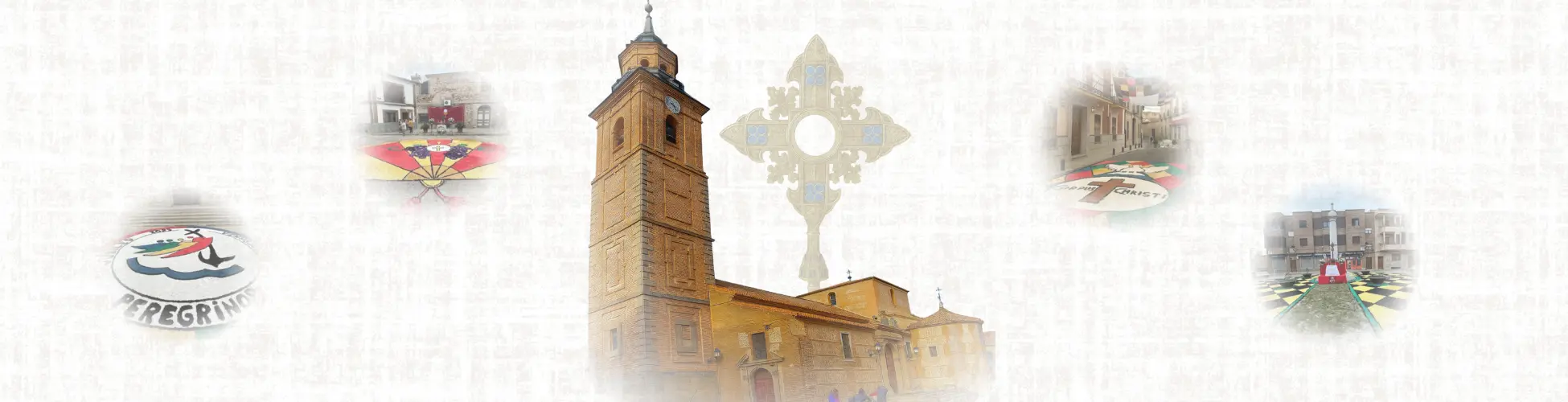 Vista de la torre y la custodia durante el Corpus Christi en Los Navalmorales