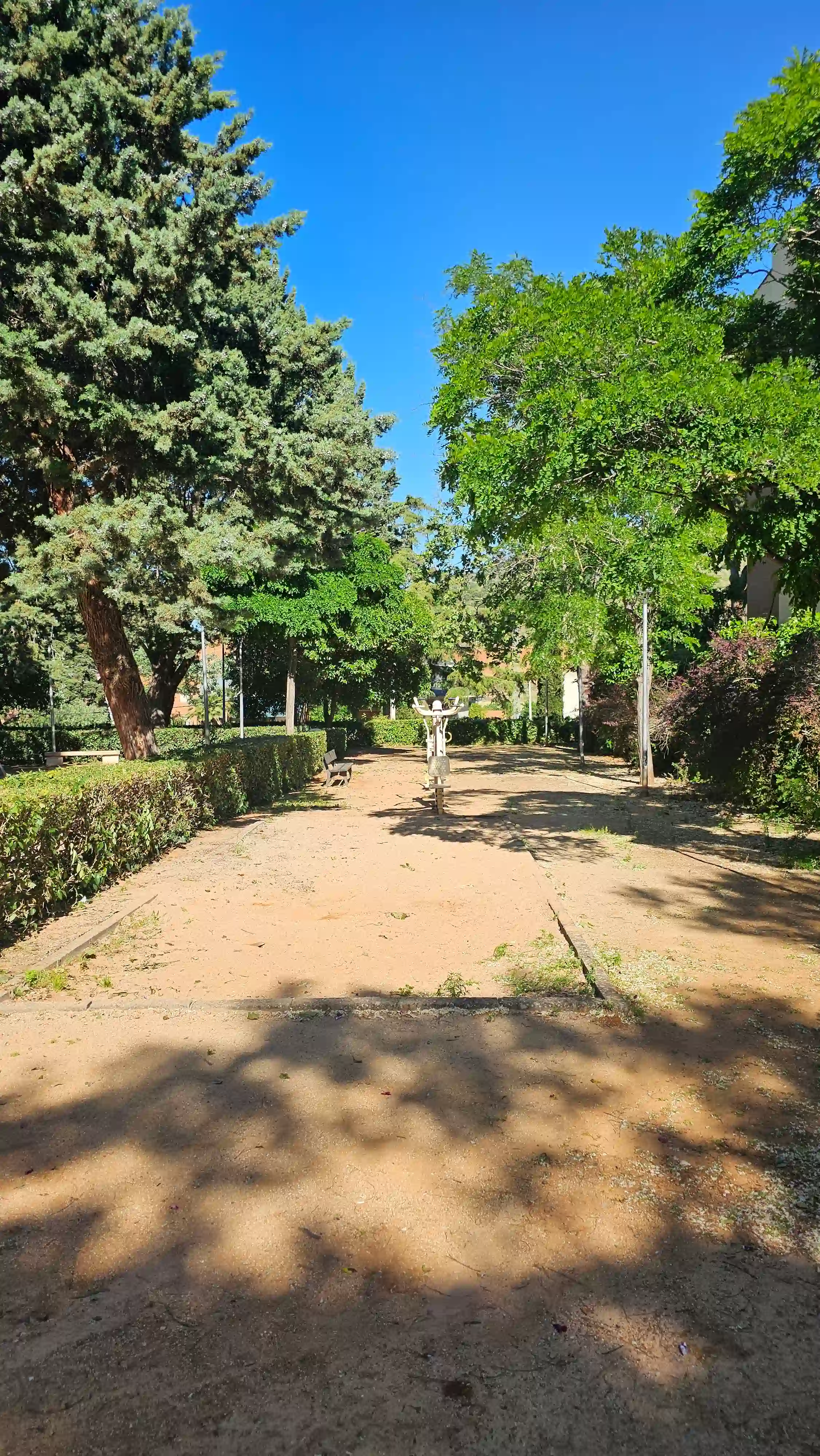 Zona de máquinas biosaludables para ejercicio en el parque de Los Navalmorales