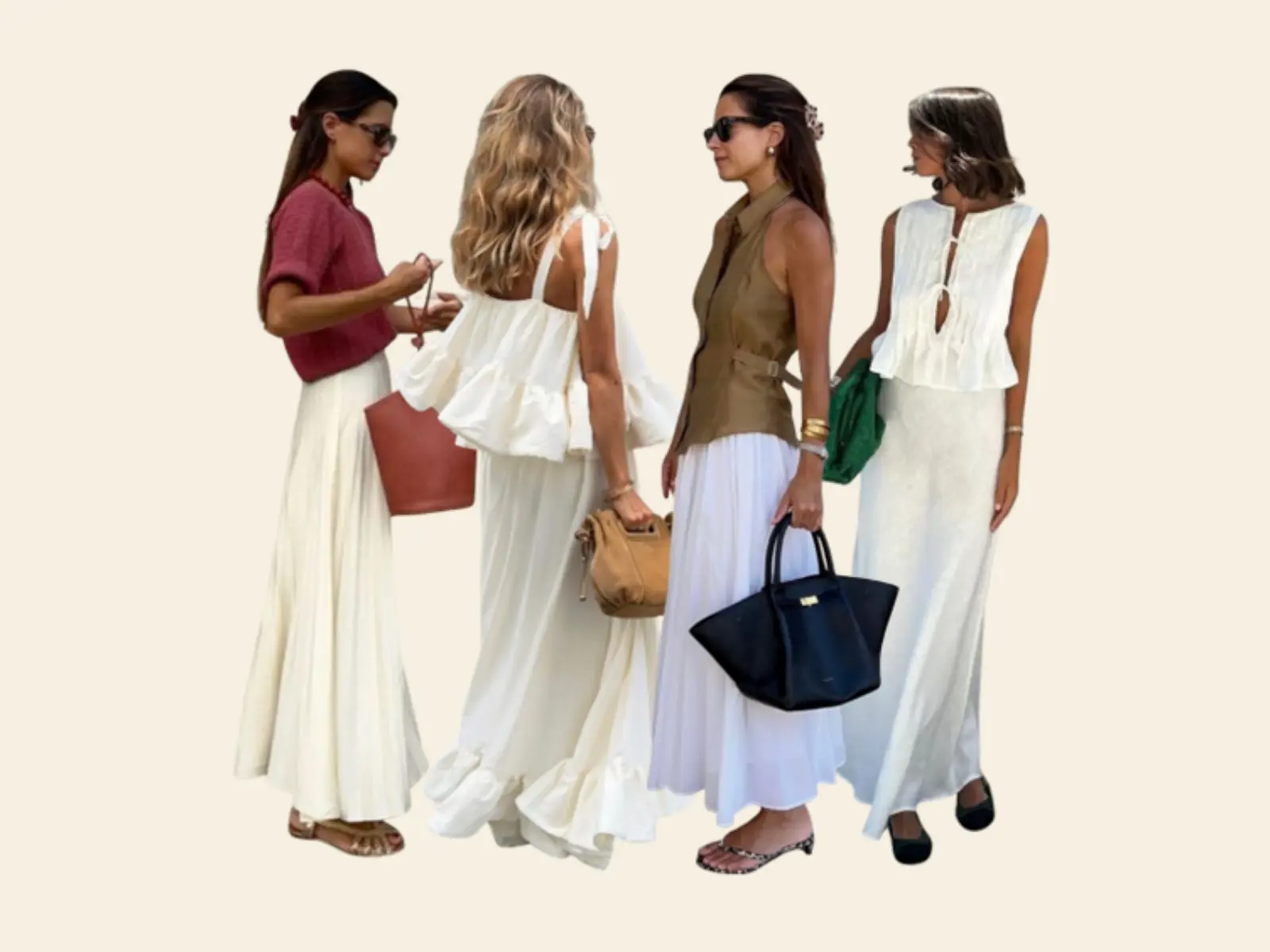 Composición editorial de moda inspirada en tradición, tejidos naturales y estilismos atemporales